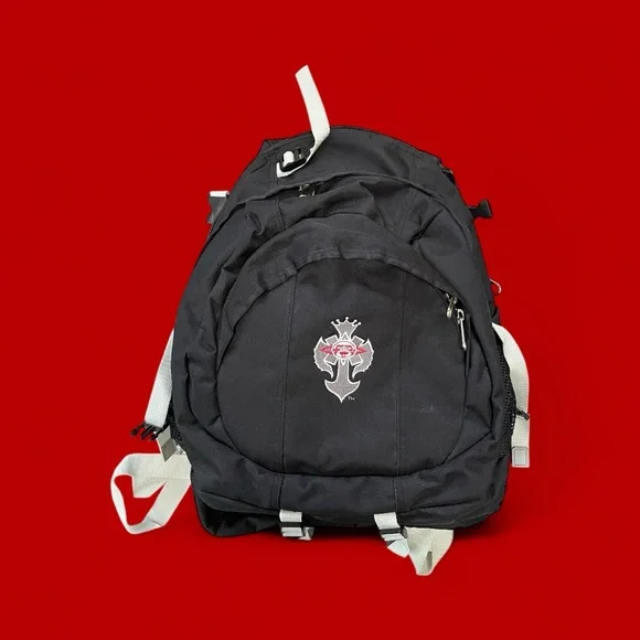 Vintage WWE Rey Mysterio Black Backpack with White Embroidered logo
